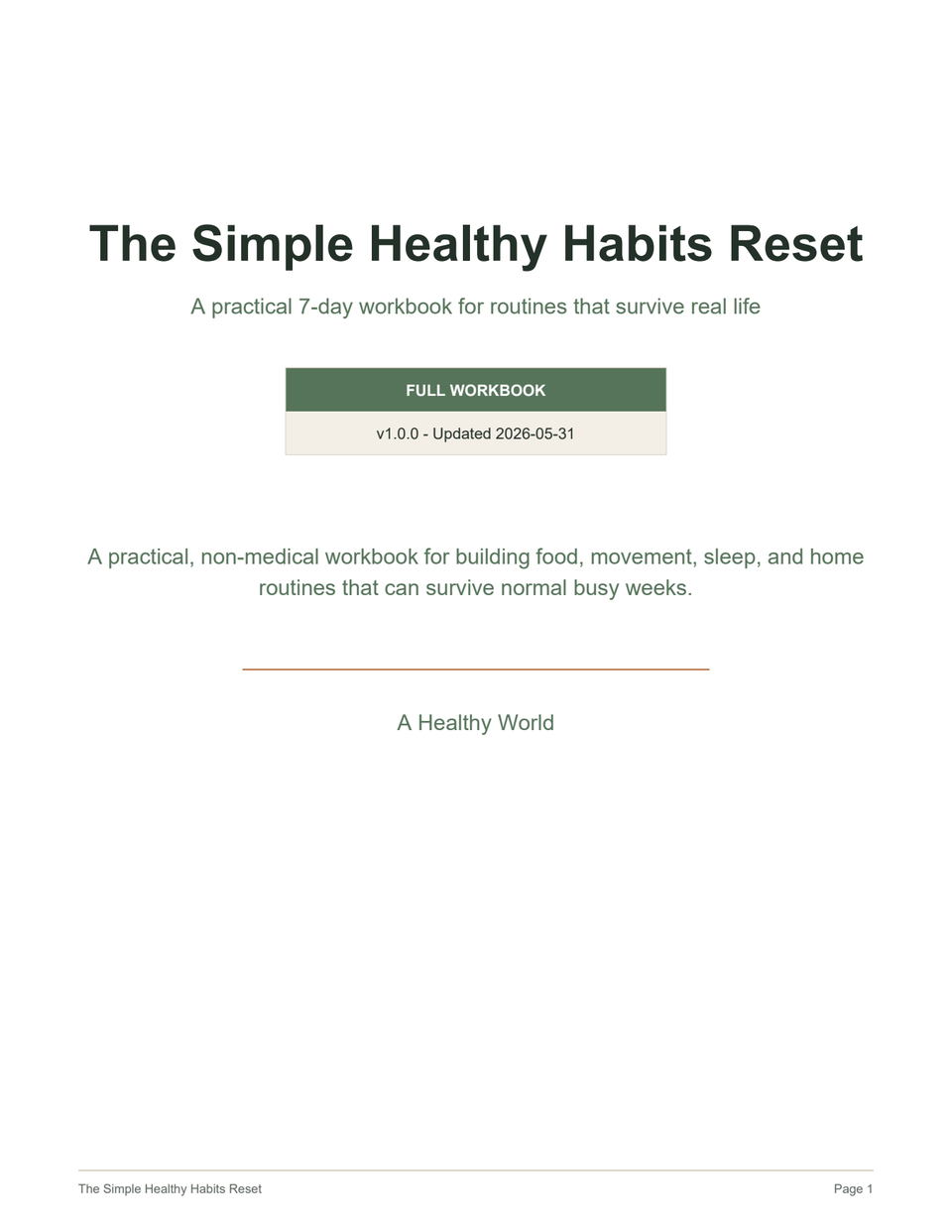 The Simple Healthy Habits Reset PDF cover preview